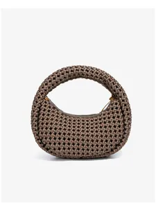 Handgemachte gewebte runde Damen Handtasche, schickes Cutout Design modische Tasche.