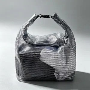 Portable waterproof storage bag silver mesh travel toiletry bag outdoor fitness dry bag