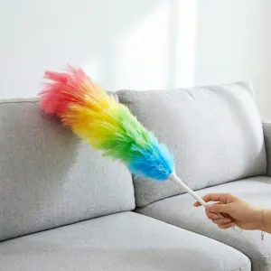 Plumero de colores para limpieza del hogar, cepillo flexible con mango de plástico