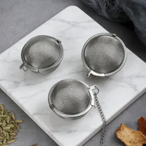 Set de 3 boules à épices en acier inoxydable, parfaites pour le thé et les soupes.