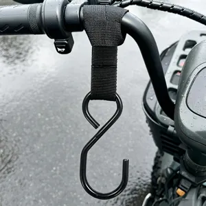 Universal Electric Vehicle Handlebar Hook Heavy Duty Stainless Steel S Shaped Hook With Nylon Strap For Helmet Storage