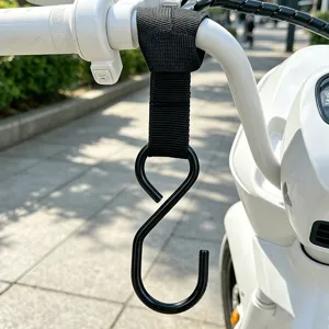 Universal electric scooter front hook heavy-duty metal handlebar hanger for helmet bag.