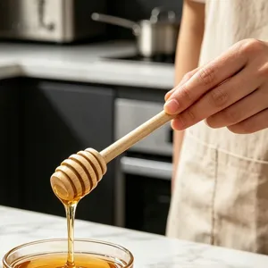 Ξύλινο ραβδί μελιού κουτάλι μελιού μακριά λαβή αναδευτήρας μελιού για κουζίνα σπίτι εργαλείο
