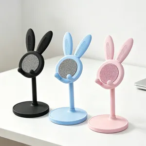 Supporto per cellulare a forma di coniglio da scrivania, staffa regolabile creativa per ufficio o casa.