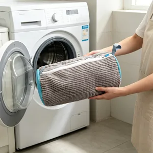 Bolsa de lavado de zapatos de malla cilíndrica gruesa para lavadora, bolsa protectora.