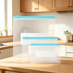 Huishouden Plastic Voedsel Opbergzakken Ziplock Voedsel Vershoudzakken Met Schuifsluiting En Label Voor Keuken Koelkast