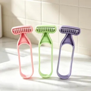 Manual hair removal razor set for women and men, non-slip handle safety body hair shaver tool.