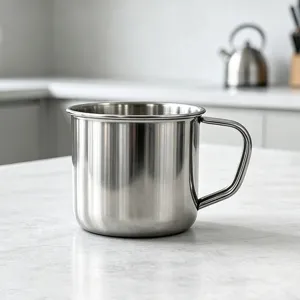 Tazza in acciaio inox tazza d'acqua in metallo resistente con manico cucina dettaglio