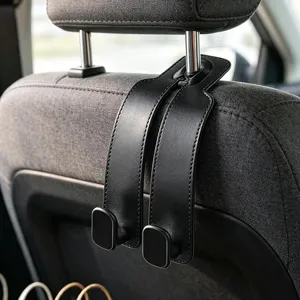 Auto stoel hoofdsteun haak dubbel leer opslag hanger achterbank organizer accessoires