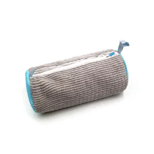 Bolsa de lavado para zapatos cilíndrica de malla con cremallera, diseño transpirable.