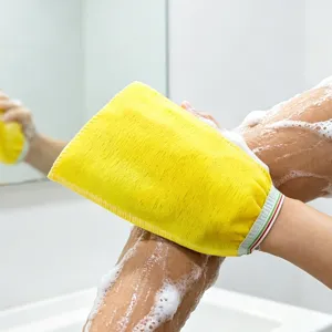 Guante Exfoliante de Baño Desechable de Una Sola Cara Amarillo Guante de Baño Exfoliante para Ducha Baño