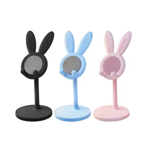 Supporto per cellulare da scrivania con coniglio carino, supporto regolabile in tre colori.