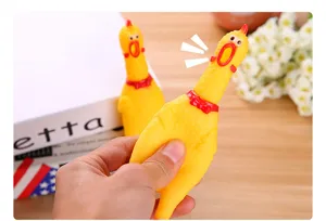 Squeak screaming chicken rubber toy for pets funny stress relief interactive chew toy detail