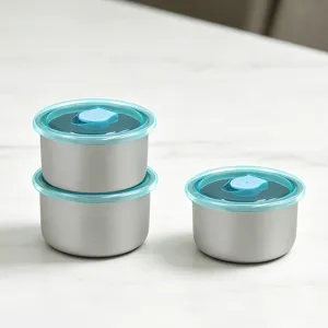 Bol de Stockage de Nourriture Rond en Acier Inoxydable Boîte à Bento Hermétique Avec Couvercle d'Étanchéité Boîte à Repas Portable en Métal pour Cuisine