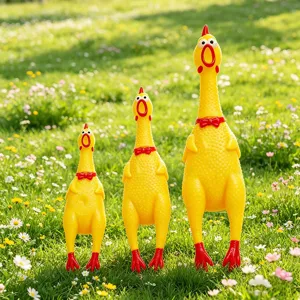 Funny Rubber Screaming Chicken Toy Interactive Squeak Pet Chew Toy Stress Relief Toy Novelty Prank Toy Yellow