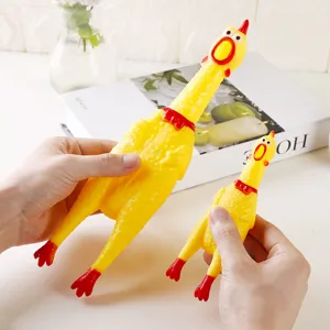 Screaming chicken pet toys set, funny rubber squeaky novelty toy for dogs and stress relief.