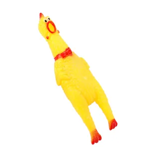 Rubber screaming chicken pet toy, funny squeaky chew toy for dogs, stress relief novelty item.