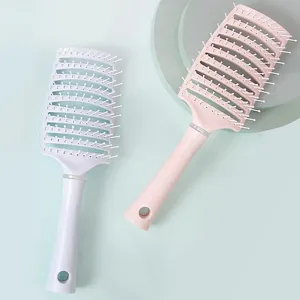 Macaron Large Curved Hair Comb Scalp Massage Brush Hollow Out Vent Hairdressing Styling Comb For Women Hair Care Tool