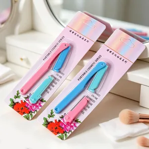 Portable foldable eyebrow razor set with replacement blades for precise shaping and safe grooming.