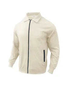 Heren casual wafelbreisel volledige ritssluiting jas, effen slim fit jas met kraag en zakken.
