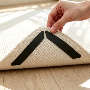 Triangular anti-slip carpet sticker close-up detail, showing rug corner fixed layout clearly.