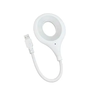 USB Voice-Controlled Desk Lamp Flexible Gooseneck Bedside Night Light with Ring Head