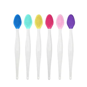 Lot de brosses nettoyantes visage en silicone double face pour un soin quotidien de la peau.