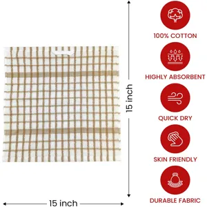 Strofinaccio a scacchi 100% cotone 15x15 pollici, assorbente e ad asciugatura rapida