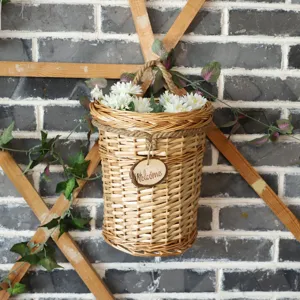 Handmade wicker hanging storage basket pastoral wall decor flower basket for home entrance door