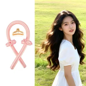 Heatless Curling Rod Headband Lazy Hair Curler Foam Satin Curling Ribbon With Hair Clips Scrunchies