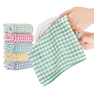 Set di strofinacci da cucina a quadri colorati, panni di pulizia altamente assorbenti.