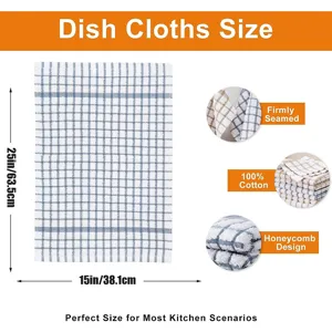 Panno per piatti in 100% cotone con design a nido d'ape, asciugamano da cucina resistente.