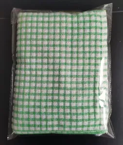 Panno asciugamano da cucina a quadretti verdi, panno di pulizia assorbente per la casa.