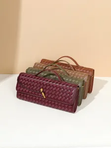 Gewebte PU Leder Umhängetasche Clutch Handtasche stilvolles Design für Damen Ansicht