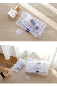 Transparent plastic storage box multi-grid jewelry organizer with lid for earrings parts.