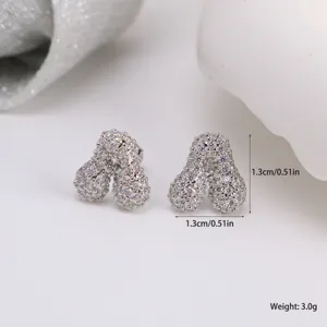 Silver pave cubic zirconia balloon letter stud earrings sparkling diamond fashion jewelry