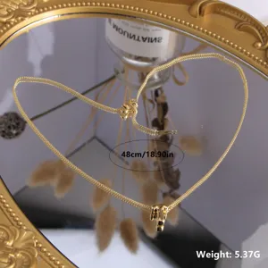 collier pendentif lettre alphabet en cuivre plaqué or 18k fin bijoux chaîne clavicule