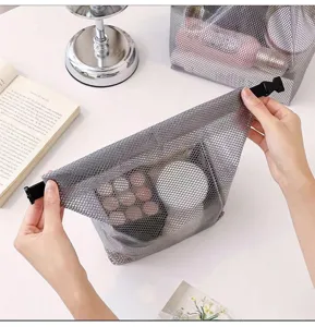 Waterproof mesh cosmetic bag portable travel storage bag lightweight dry wet separation wash bag