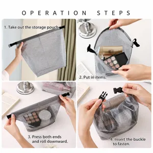 Waterproof mesh storage bag, portable travel cosmetic bag and toiletry organizer for outdoor.