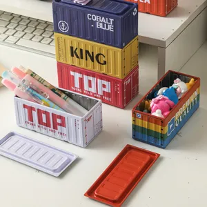 Mini Schiffscontainer Metall Aufbewahrungsbox Stifthalter Schreibtisch Organizer Deko