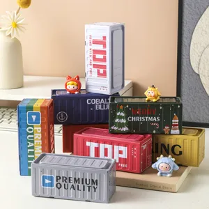 Miniatur Container Blechdose Aufbewahrung und niedliche Desktop Deko Modell Set.