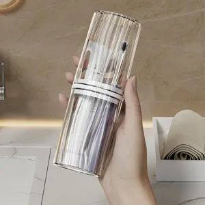 Portable travel toothbrush holder cup clear plastic detachable mouthwash cup for outdoor