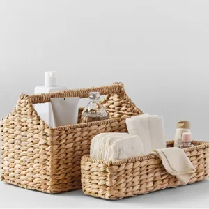 Nordisch Wasserhyazinthe Aufbewahrungskorb Handgewebt Handgefertigter Strohkorb Für Bad Kosmetik Schreibtisch Organizer Home Dekor