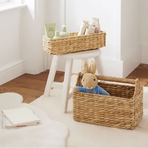 Handgefertigter Wasserhyazinthe Aufbewahrungskorb, nordischer gewebter Bad Organizer.