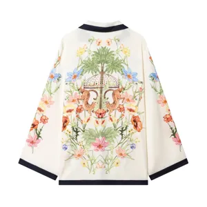 Women vintage floral print blouse long sleeve casual chic designer style shirt top for women