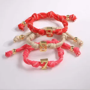 Braided rope bracelets set with gold 3d number charms 9 8 7 and beads fashion jewelry