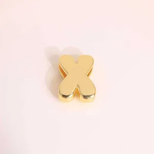 Gold 3D puffy letter pendant shiny metallic DIY charm necklace bracelet jewelry accessory