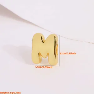 Gold puffy letter M pendant charm, smooth metallic finish for DIY necklace and jewelry making.