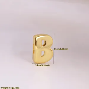 Gold puffy letter B pendant charm DIY jewelry making metal accessory size 2.1cm.