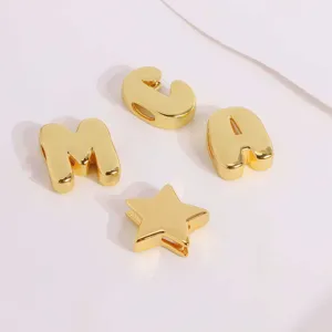 Gold puffy letter and star metal charms pendant DIY accessories for handmade necklaces.